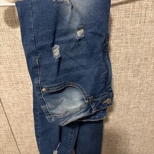Women's Distressed Skinny Jeans - Blue